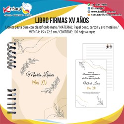 Libreta Libro de Firmas XV años Beige